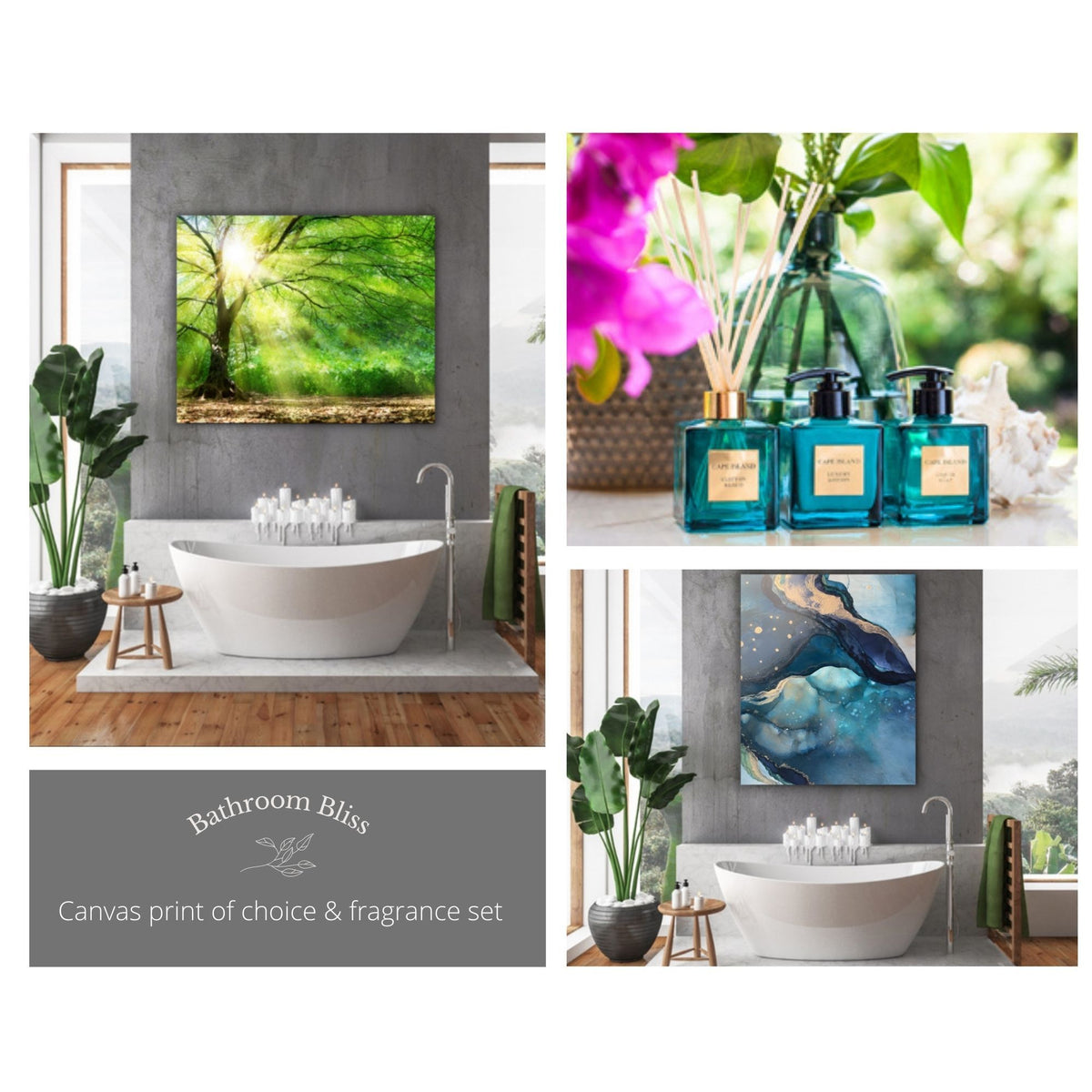 BATHROOM BLISS CANVAS &amp; FRAGRANCE SET - CLIFTON BEACH RANGE freeshipping - Beautiful Spaces Store