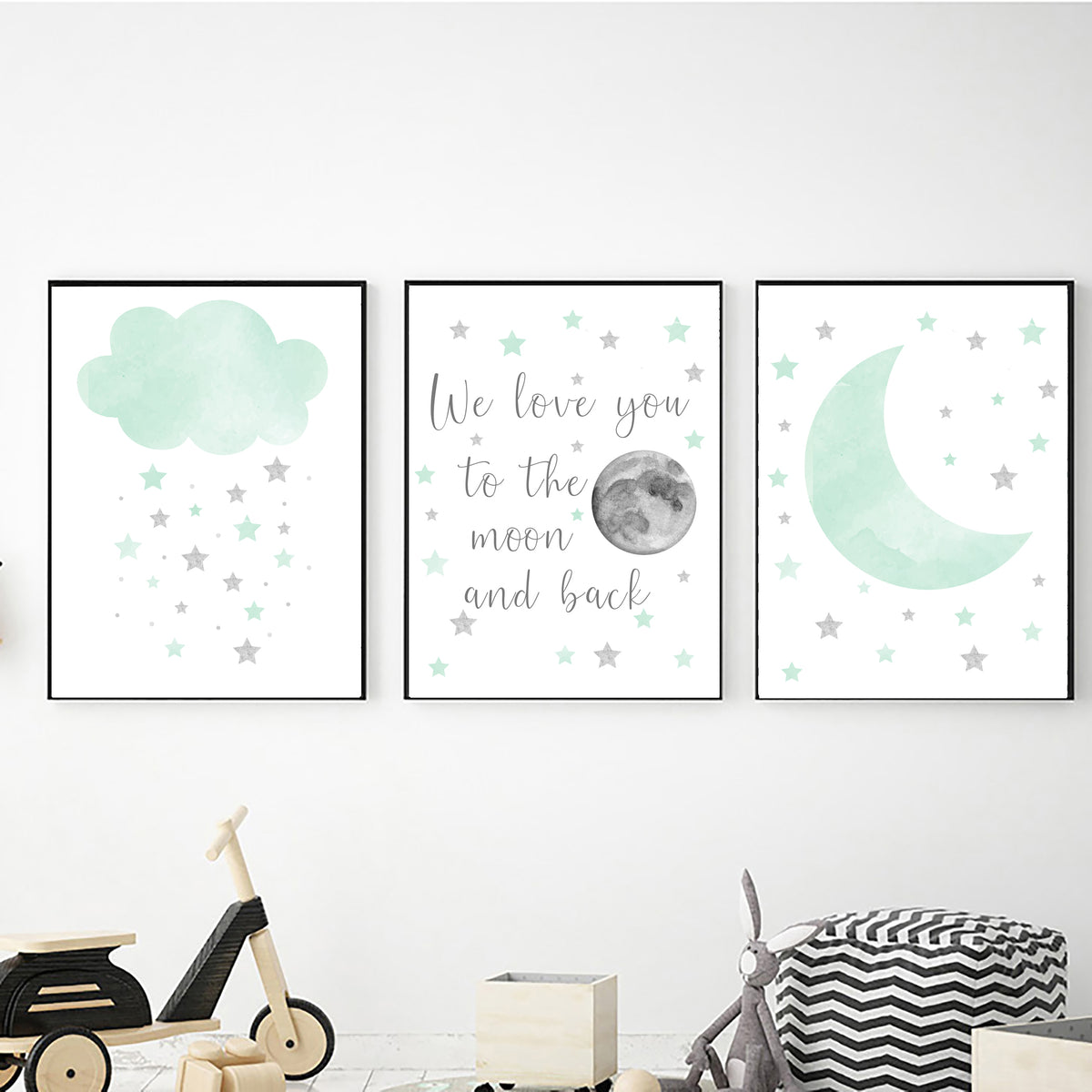 Cloud and Moons in Green