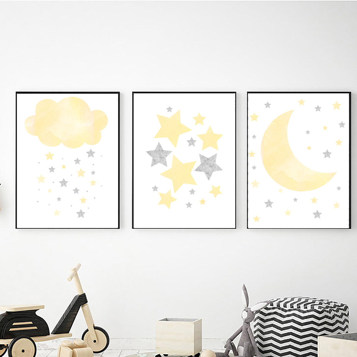 Cloud, Stars and Moon in Yellow