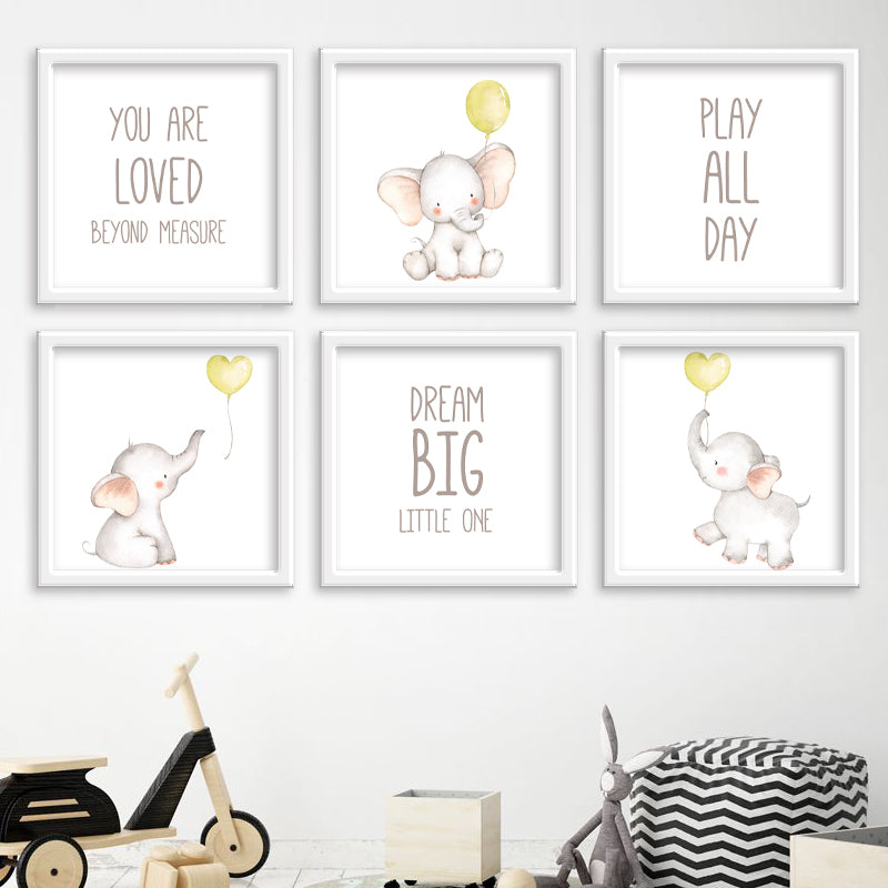 Elephant Yellow Balloon Dream Big freeshipping - Beautiful Spaces Store