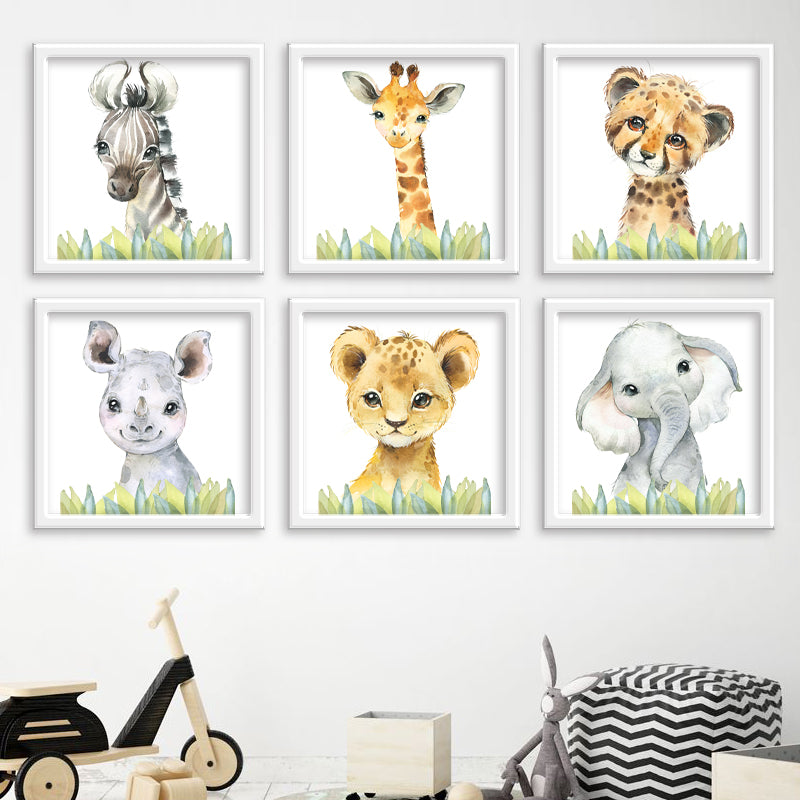 Safari Animals in Green Grass freeshipping - Beautiful Spaces Store