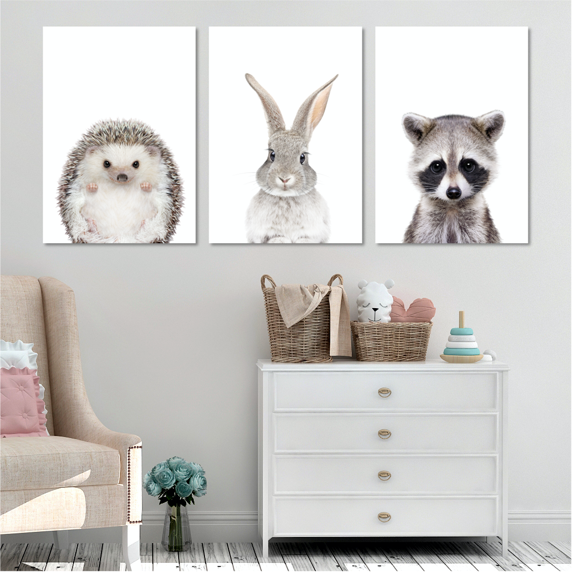 Woodland Creatures - Hedgehog, Bunny and Badger