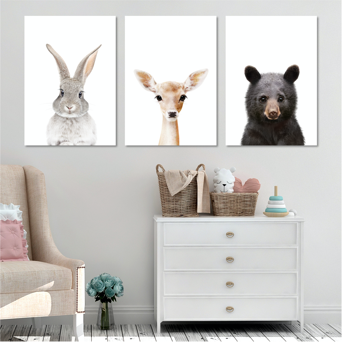 Woodland Creatures - Bunny, Deer and Bear